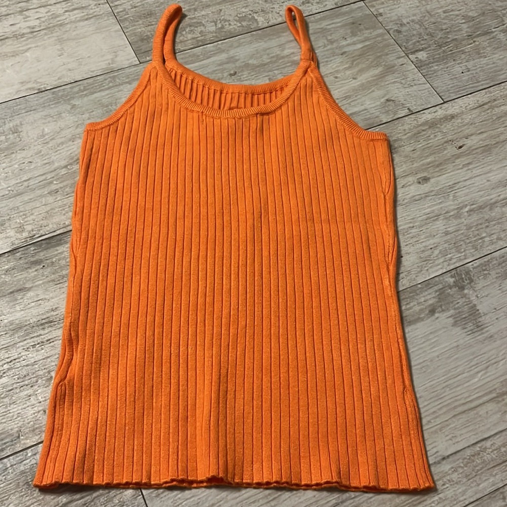 Sporty & Rich Orange Ribbed Tank Top - Picture 3 of 3